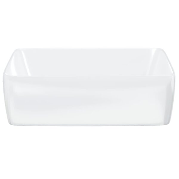 vidaXL Wash Basin White 48x37x13 cm Ceramic Rectangle - Image 4