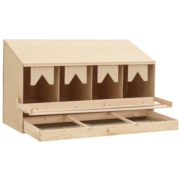 vidaXL Chicken Laying Nest 4 Compartments 106x40x59 cm Solid Pine Wood - Image 4