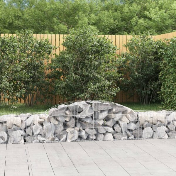 vidaXL Arched Gabion Basket 300x50x40/60 cm Galvanised Iron - Image 1