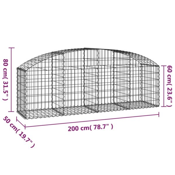 vidaXL Arched Gabion Basket 200x50x60/80 cm Galvanised Iron - Image 5