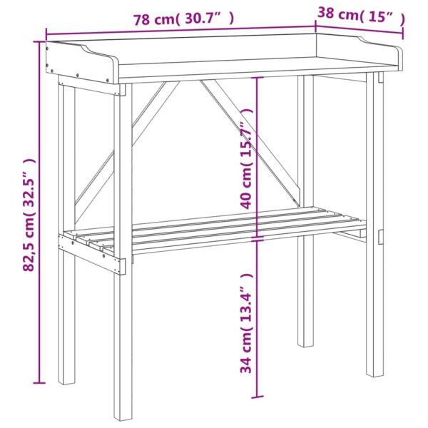vidaXL Plant Table with Shelf Grey 78x38x82.5 cm Solid Wood Fir - Image 9