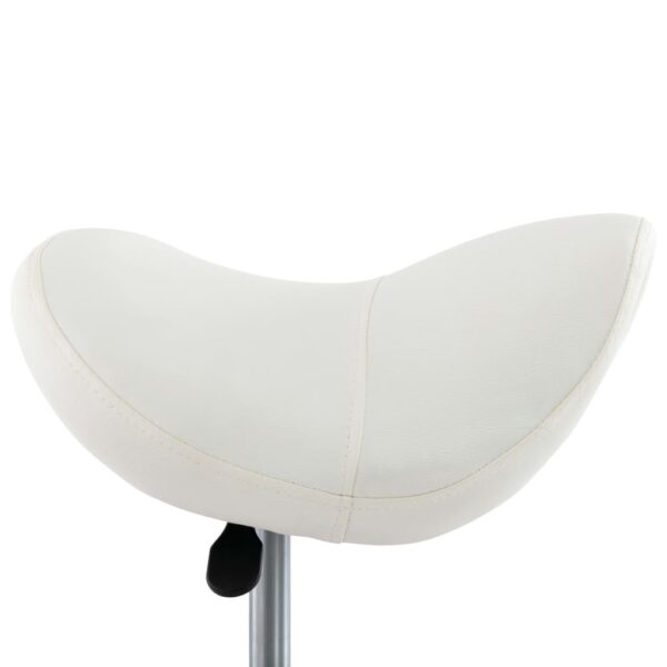 vidaXL Work Stool White Faux Leather - Image 5