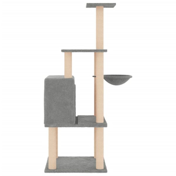 vidaXL Cat Tree with Sisal Scratching Posts Light Grey 132 cm - Image 4