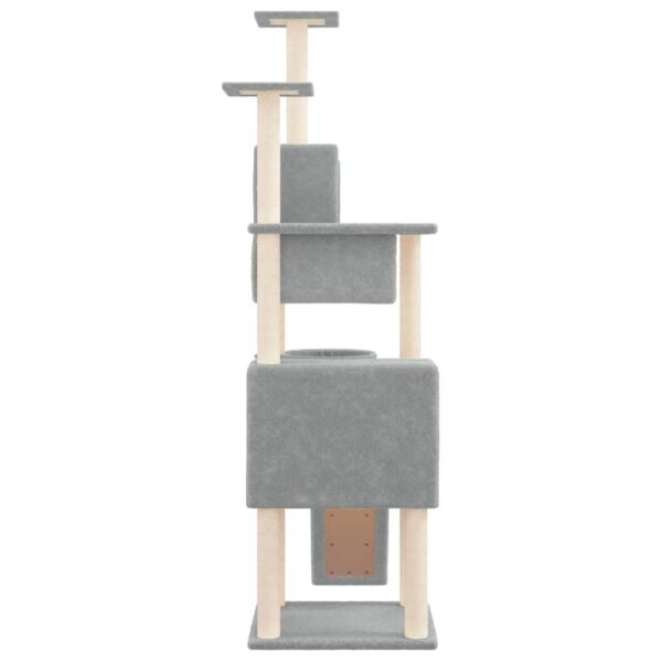 vidaXL Cat Tree with Sisal Scratching Posts Light Grey 168 cm - Image 4