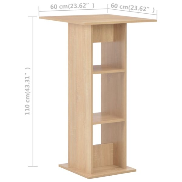 vidaXL Bar Table Oak 60x60x110 cm - Image 6