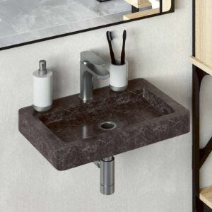 vidaXL Wall-mounted Sink Black 38x24x6.5 cm Marble