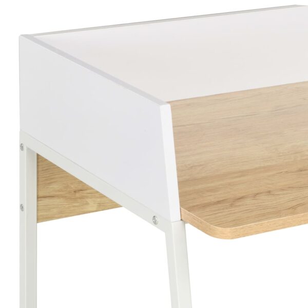 vidaXL Desk White and Oak 90x60x88 cm - Image 6