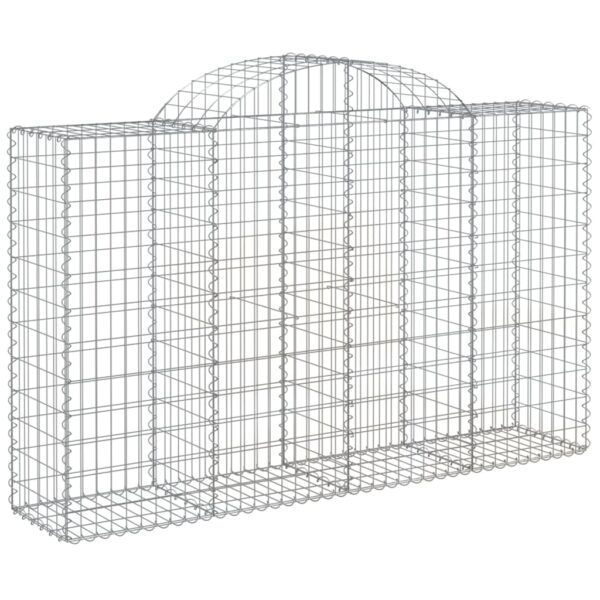 vidaXL Arched Gabion Basket 200x50x120/140 cm Galvanised Iron - Image 2