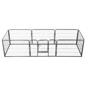 vidaXL Dog Playpen 8 Panels Steel 80x60 cm Black