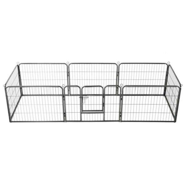 vidaXL Dog Playpen 8 Panels Steel 80x60 cm Black - Image 1