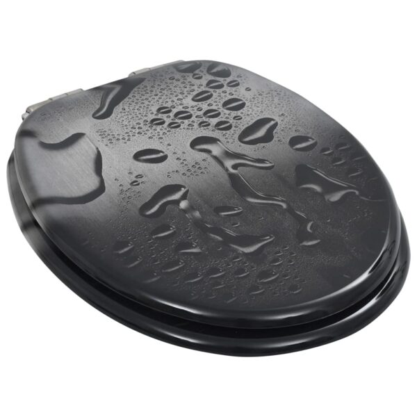 vidaXL WC Toilet Seat with Soft Close Lid MDF Water Drop Design - Image 3