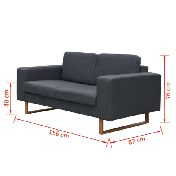 vidaXL 2-Seater and 3-Seater Sofa Set Dark Grey - Image 8
