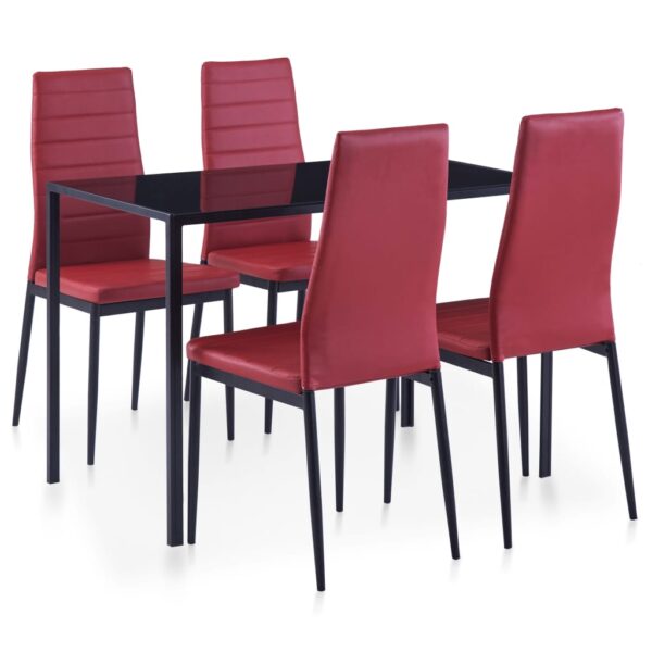 vidaXL Five Piece Dining Set Wine Red - Image 1