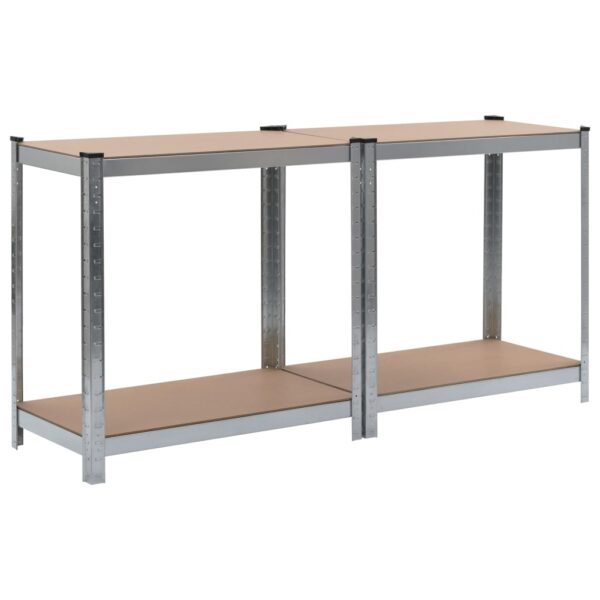 vidaXL 4-Layer Shelves 2 pcs Silver Steel&Engineered Wood - Image 7