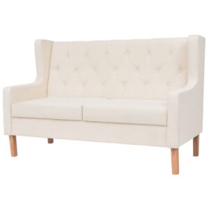 vidaXL 2-Seater Sofa Fabric Cream White