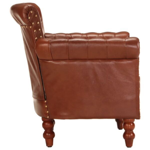 vidaXL Armchair Brown Real Goat Leather - Image 3