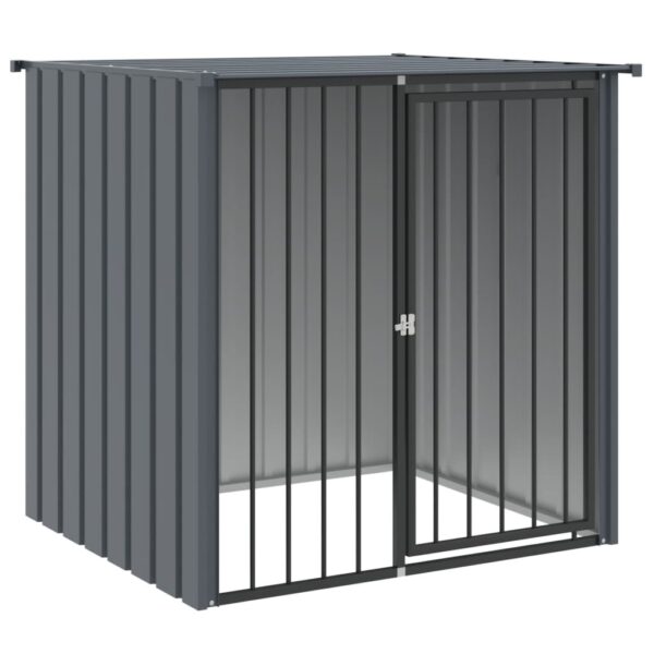 vidaXL Dog House with Roof Black 110x103x109 cm Galvanised Steel - Image 2