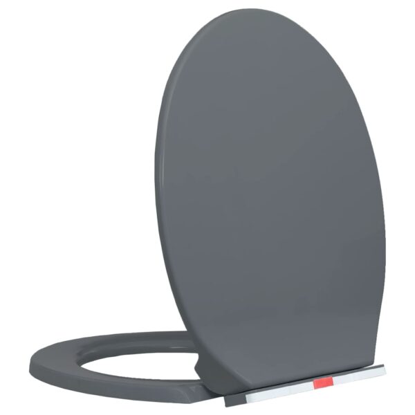 vidaXL Soft-Close Toilet Seat Quick Release Grey Oval - Image 3