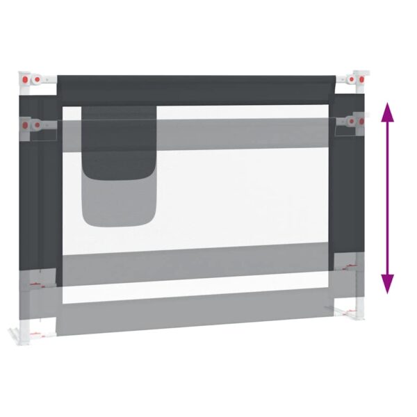 vidaXL Toddler Safety Bed Rail Dark Grey 90x25 cm Fabric - Image 6