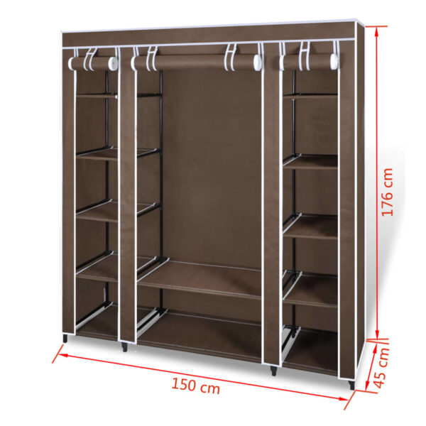 vidaXL Wardrobe with Compartments and Rods 45x150x176 cm Brown Fabric - Image 8
