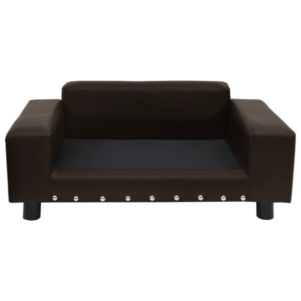 vidaXL Dog Sofa Brown 81x43x31 cm Plush and Faux Leather - Image 3