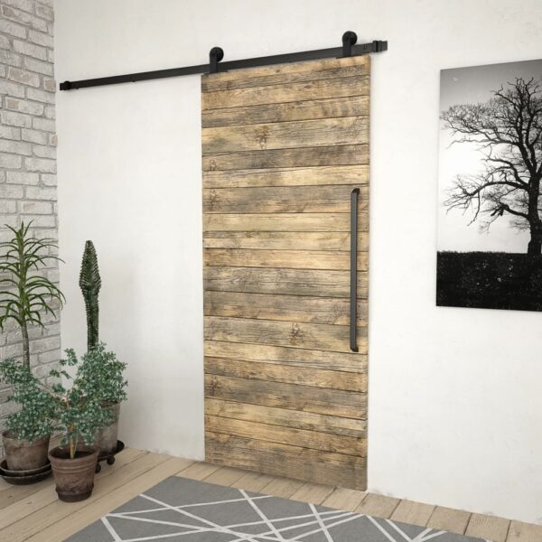 vidaXL Sliding Door SKIEN Hardware Kit 200 cm Steel Black - Image 3