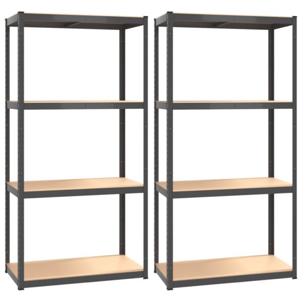 vidaXL 4-Layer Shelves 2 pcs Anthracite Steel and Engineered Wood - Image 2