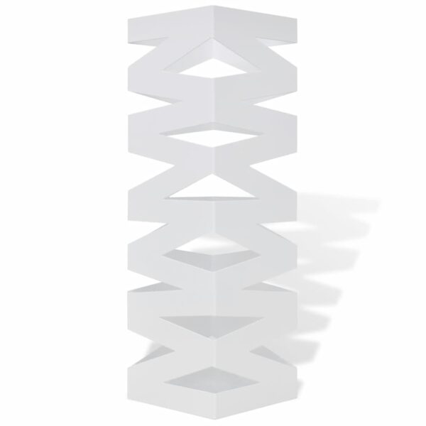 White Square Umbrella Stand Storage Holder Walking Stick Steel 48.5 cm - Image 2