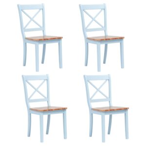vidaXL Dining Chairs 4 pcs Grey and Light Wood Solid Rubber Wood