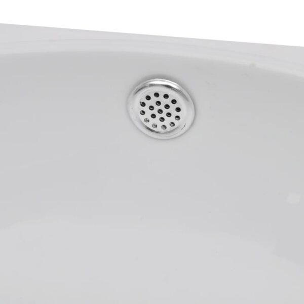 vidaXL Ceramic Sink Basin Faucet & Overflow Hole Bathroom White - Image 5