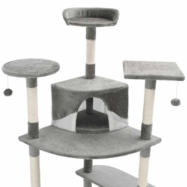 vidaXL Cat Tree with Sisal Scratching Posts 203 cm Grey and White - Image 4