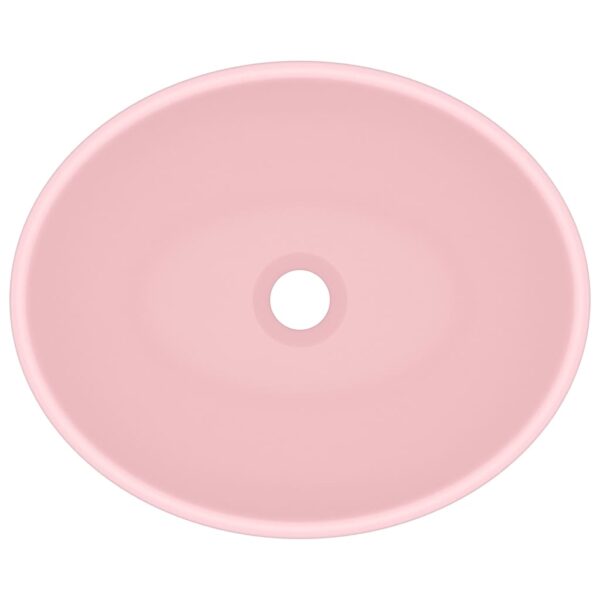 vidaXL Luxury Basin Oval-shaped Matt Pink 40x33 cm Ceramic - Image 4