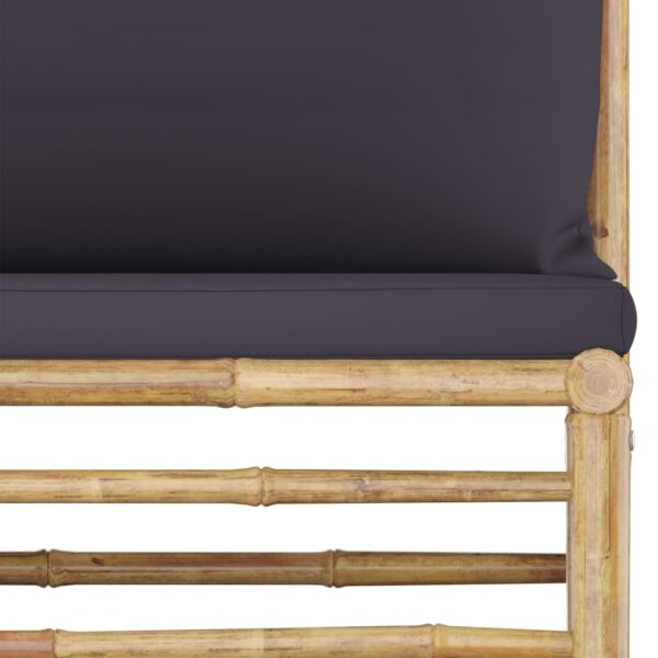 vidaXL 10 Piece Garden Lounge Set with Dark Grey Cushions Bamboo - Image 8