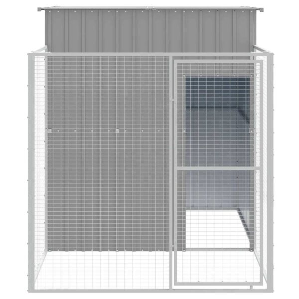 vidaXL Dog House with Run Light Grey 165x251x181 cm Galvanised Steel - Image 3