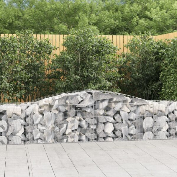 vidaXL Arched Gabion Basket 400x50x60/80 cm Galvanised Iron - Image 1