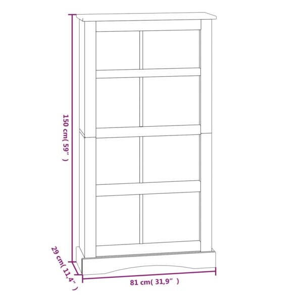 vidaXL 4-Tier Bookcase Mexican Pine Corona Range White 80x29x150 cm - Image 8