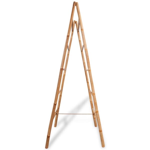 vidaXL Double Towel Ladder with 5 Rungs Bamboo 50x160 cm - Image 3