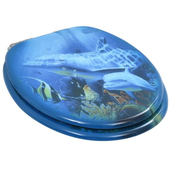 vidaXL WC Toilet Seats 2 pcs with Soft Close Lids MDF Dolphins Design - Image 4