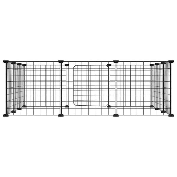 vidaXL 12-Panel Pet Cage with Door Black 35x35 cm Steel - Image 5