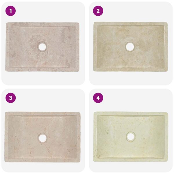 vidaXL Sink 45x30x12 cm Marble High Gloss Cream - Image 10