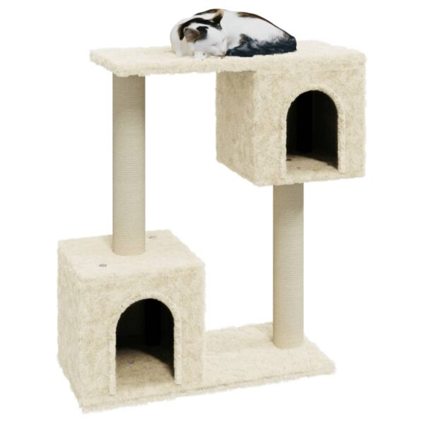 vidaXL Cat Tree with Sisal Scratching Posts Cream 60 cm - Image 3