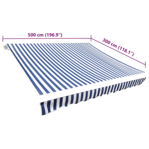 vidaXL Awning Top Sunshade Canvas Blue & White 500x300 cm - Image 5
