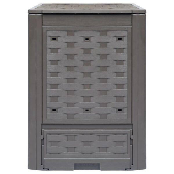 vidaXL Garden Composters 2 pcs Brown 60x60x83 cm 600 L Plastic Rattan - Image 2