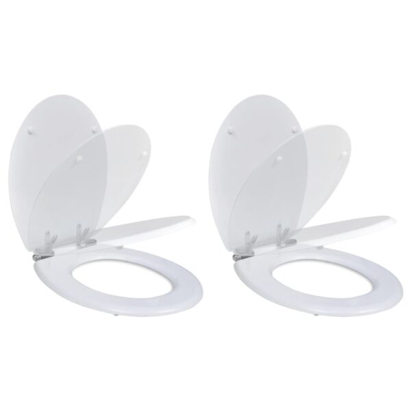 vidaXL Toilet Seats with Soft Close Lids 2 pcs MDF White - Image 1