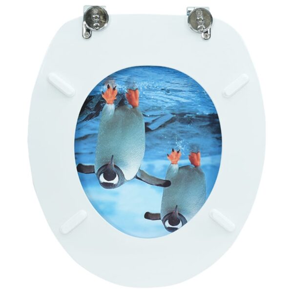 vidaXL WC Toilet Seat with Lid MDF Penguin Design - Image 7