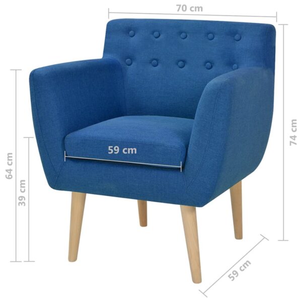 vidaXL Armchair Blue Fabric - Image 5