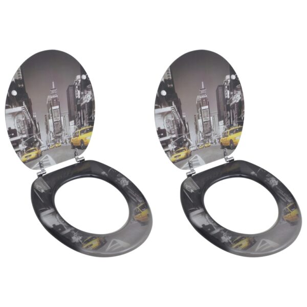 vidaXL Toilet Seats with Lids 2 pcs MDF New York - Image 1