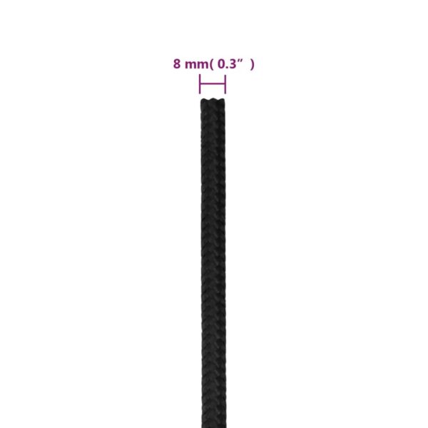 vidaXL Boat Rope Full Black 8 mm 50 m Polypropylene - Image 6