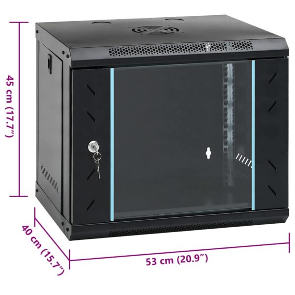 vidaXL 9U Wall Mounted Network Cabinet 19" IP20 53x40x45 cm - Image 8