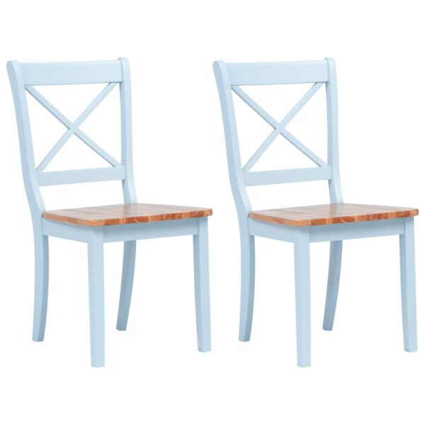 vidaXL Dining Chairs 2 pcs Grey and Light Wood Solid Rubber Wood - Image 1